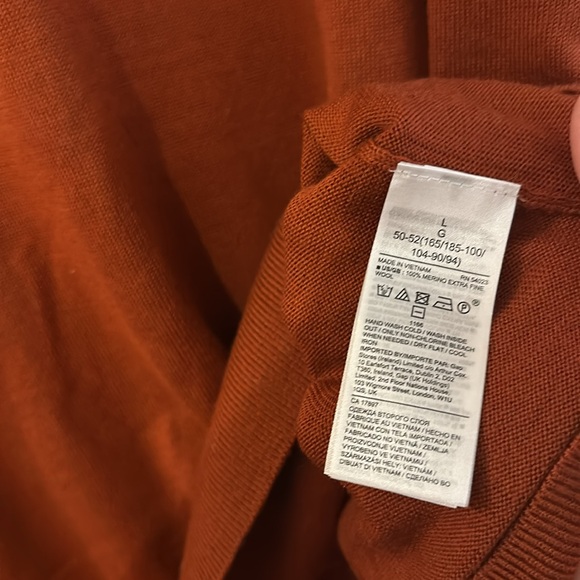 Banana Republic Men's Baruffa Italian Merino Wool Crew Neck Sweater Rust Large - Picture 6 of 10